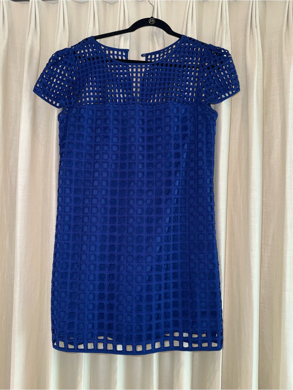 Milly Blue Grid Lace Shift Dress